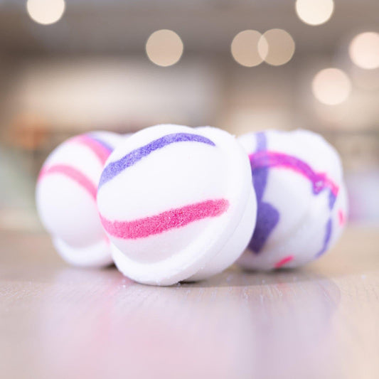 Unicorn Bath Bombs with purple and hot pink design