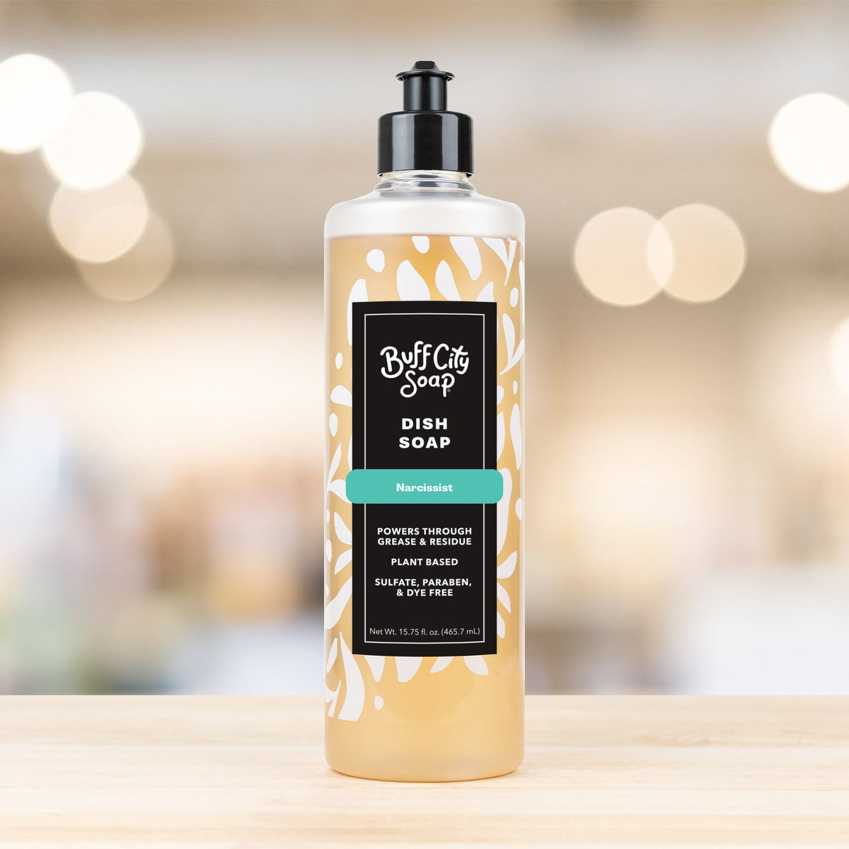 Narcissist plant-based dish soap bottle for grease removal and easy dishwashing