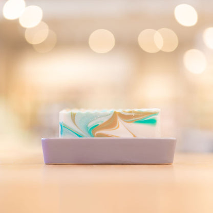 Grey Porcelain and Bamboo Soap Dish by Buff City Soap Supply, LLC
